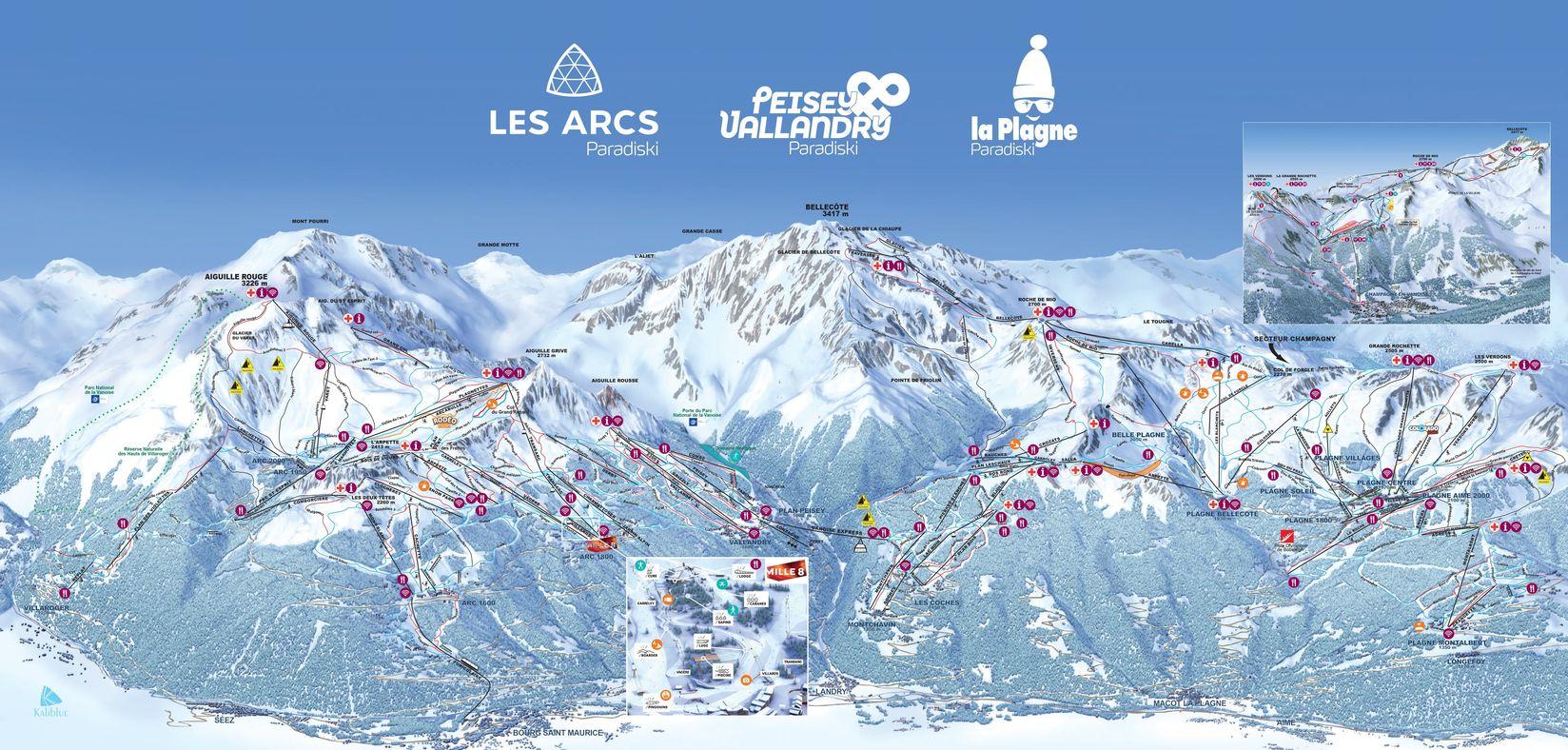 Plan pistes paradiski